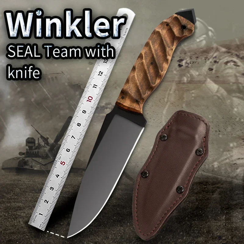 Tactical Hunting Knife with A2 Steel Fixed Blade and Indian Maple Handle for Camping and Survival