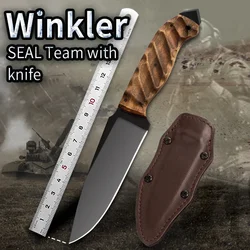 Tactical Hunting Knife with A2 Steel Fixed Blade and Indian Maple Handle for Camping and Survival