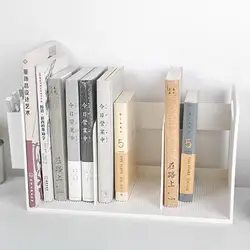 ABS White Desktop Bookends With Pen Holder Box Desk Books File Bookend Storage Rack Bookshelf For Children Student Bookends Rack