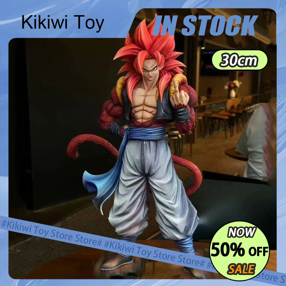 

In Stock 30cm Dragon Ball Anime Figure Gogeta Figure Super Saiyan 4 Red Hair Gogeta Figurine Collection Statue Model Toys Gifts