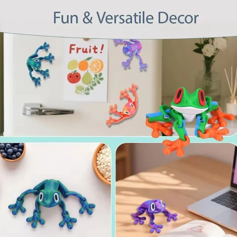 High Tech 3D Printed Magnetic Frog Fridge Magnet Articulated Joint Figure Glow in Dark Dragon Toy Desk Decor Gift Night Light