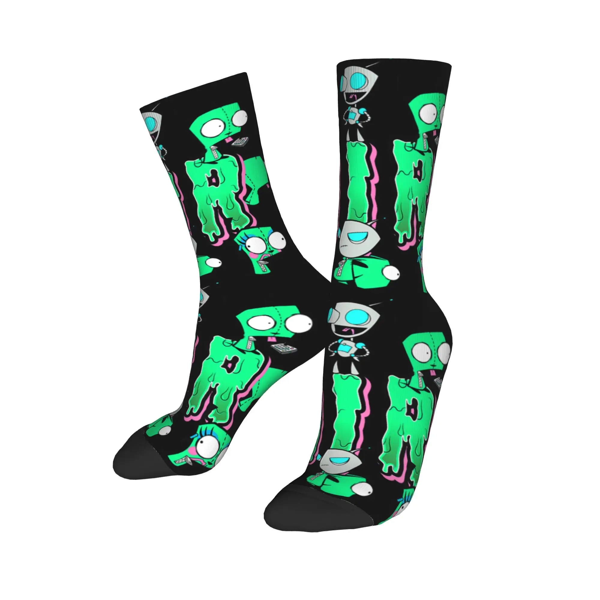 Winter Warm Harajuku Unisex Cartoon Invader Zim Gir Socks  Sweat Absorbing Middle Tube Socks