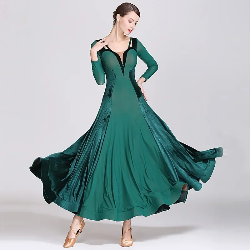 Vestido de baile padrão vermelho feminino valsa franja dança wear roupas de dança de salão trajes de dança moderna vestido de flamenco