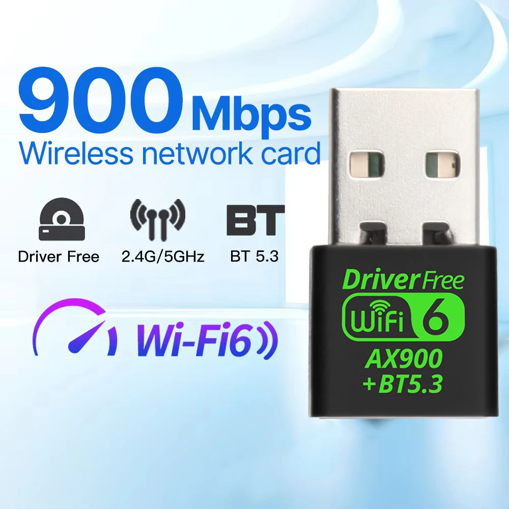 

AX900 USB WiFi 6 Bluetooth 5.3 Adapter 2in1 Dongle Dual Band 2.4G&5GHz USB WiFi Network Wireless Wlan Receiver