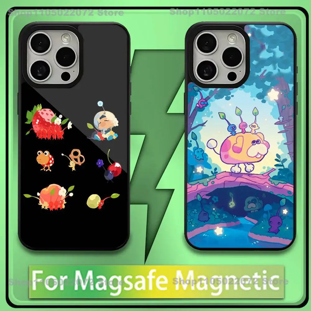 

P-Pikmin 4 Game Phone Case For iPhone 16,15,14,13,12,11,Plus,Pro,Max,Mini Soft Magesafe Magnetic Wireless Charge
