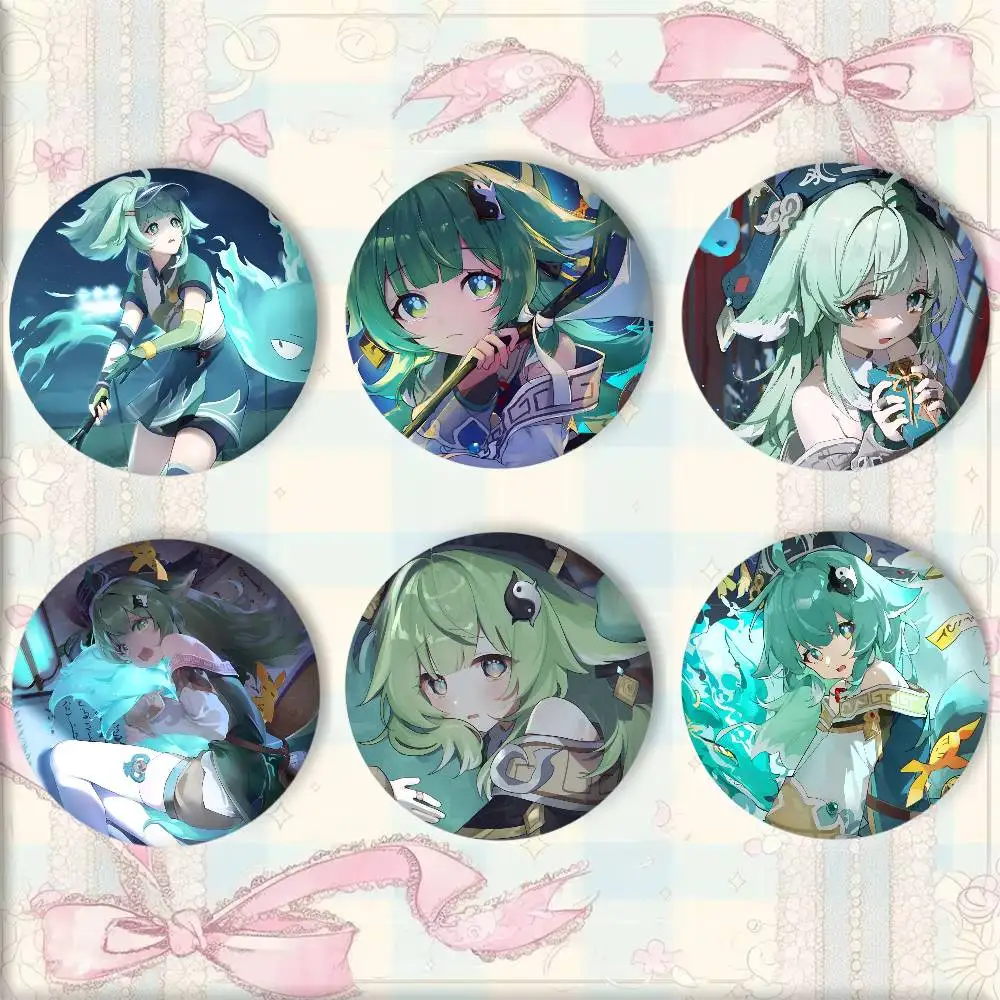 Anime Game Honkai Star Rail Huohuo Badge Round Art Brooch Clothes Backpack Accessories Lapelnd Laserh