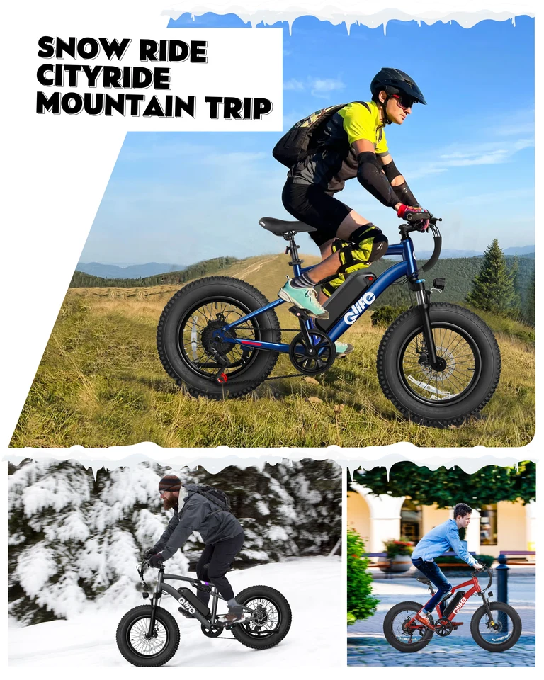 Qlife Racer Fat Tire 2.0 Electric Bike for Adults, 20"×4.0" Fat Tire Electric Mountain Bike, Peak 1800W 48V 15.6Ah,  28MPH 65 Miles  Electric Bicycle, 7-Speed image 9
