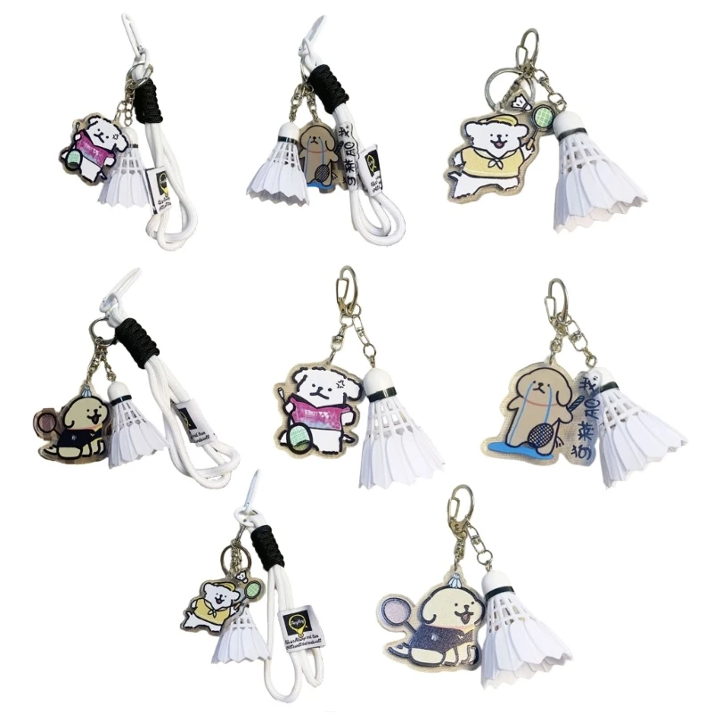 Badminton Pendant Cartoon Dog Badminton Key Chain Backpack Small Keychain