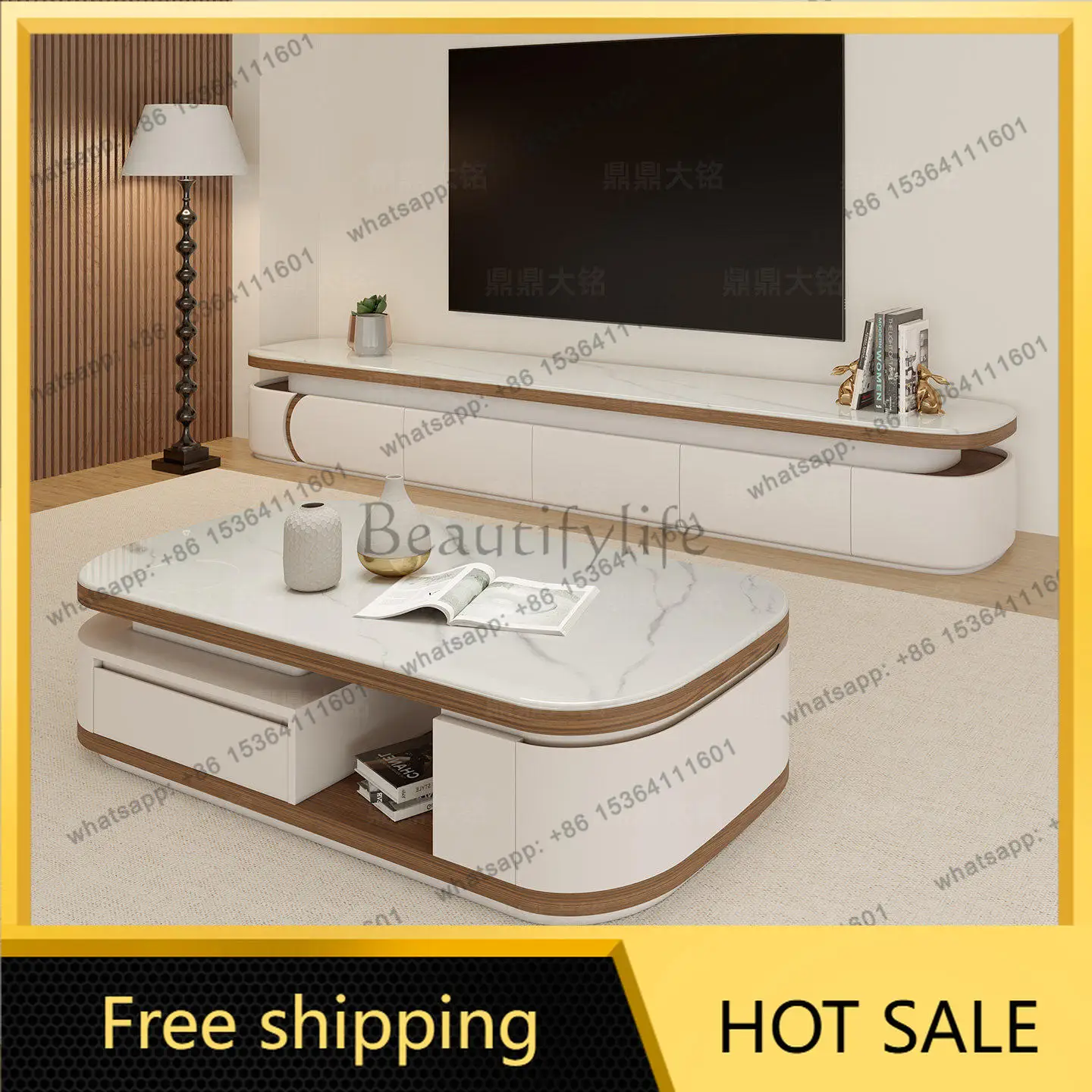 XX. Light luxury Italian microcrystalline stone coffee table Modern simple rock living room Home tea table