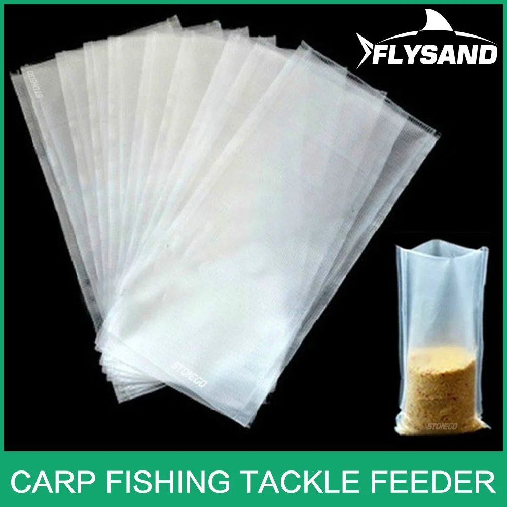 FLYSAND 50Pcs PVA Bags Available Carp Fishing Tackle PVA Bags Mesh For Carp Coarse Boilie Pellet Bait 7*14cm For Bait Throwing