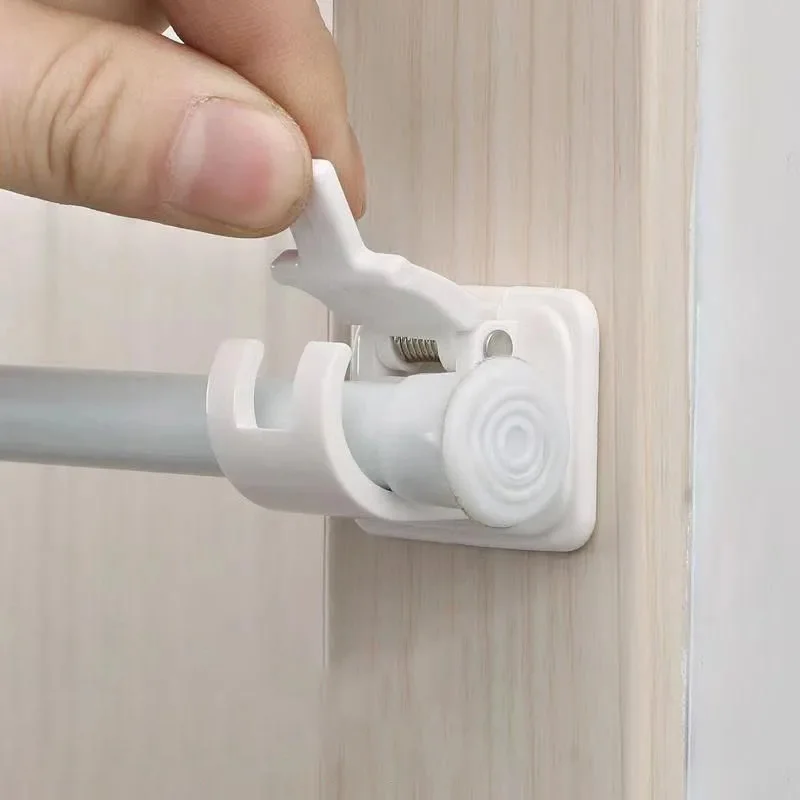 1 par de Clip de barra de cortina ajustable, gancho de abrazadera autoadhesiva, soporte de barra de cortina, soporte de pared, Clip para colgar en la pared sin clavos