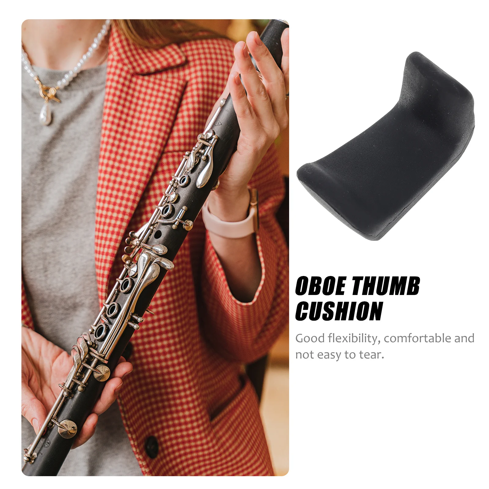 

2Pcs Rubber Clarinet Thumb Rests Black Professional Ergonomic Oboe Thumb Cushion Clarinet Accessories Durable Finger Rest