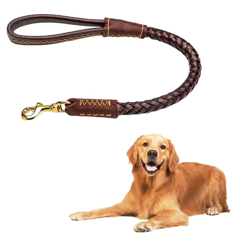 Dog Leash Leather eight-strand Braided Dog leash Short Real Leather Leash for dog Short lead Leather Short Leash for a dog