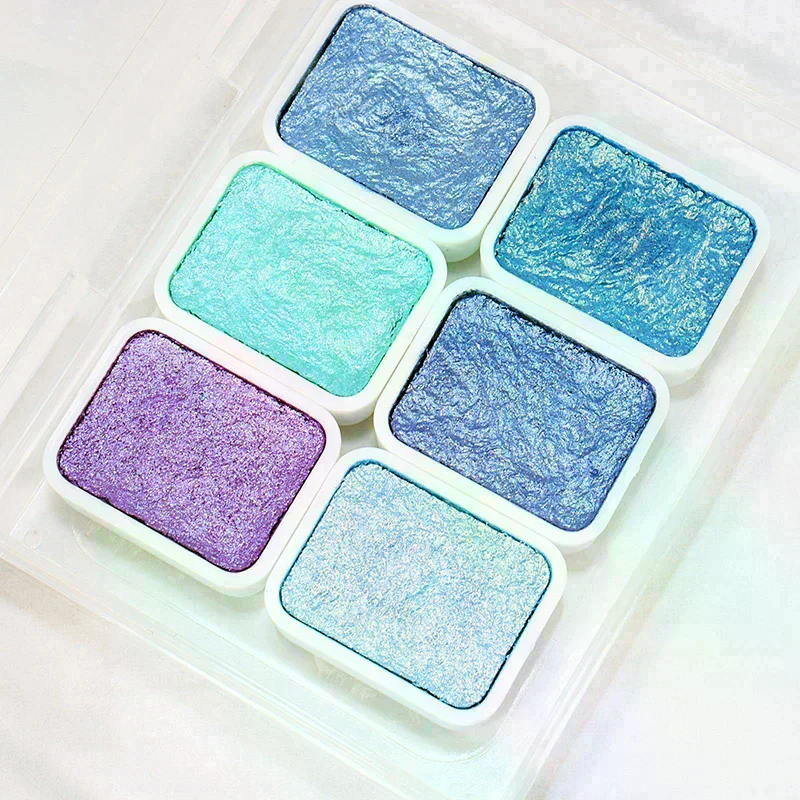 1ml 6-color Pearl Series Manual Solid Watercolor Paint Set Art Nail Painting Decorative Watercolor