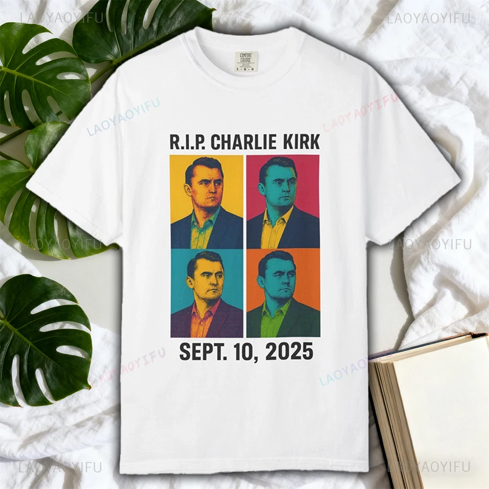 تشارلي كيرك التذكاري تي شيرت الراحة في السلام مزق المحافظ الجرافيك تي شيرت شكرا لك على ذكرياتك 1993-2025 المحملة للجنسين