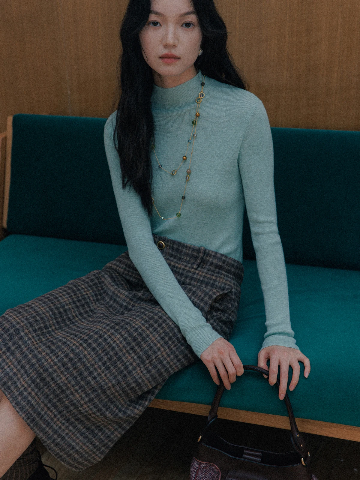 

SOTHEMOS 25FW Color Series 2-Color High Ne Knitted Wool Blend Faionable Versatile Women's Long Sve Crew Ne Pullover