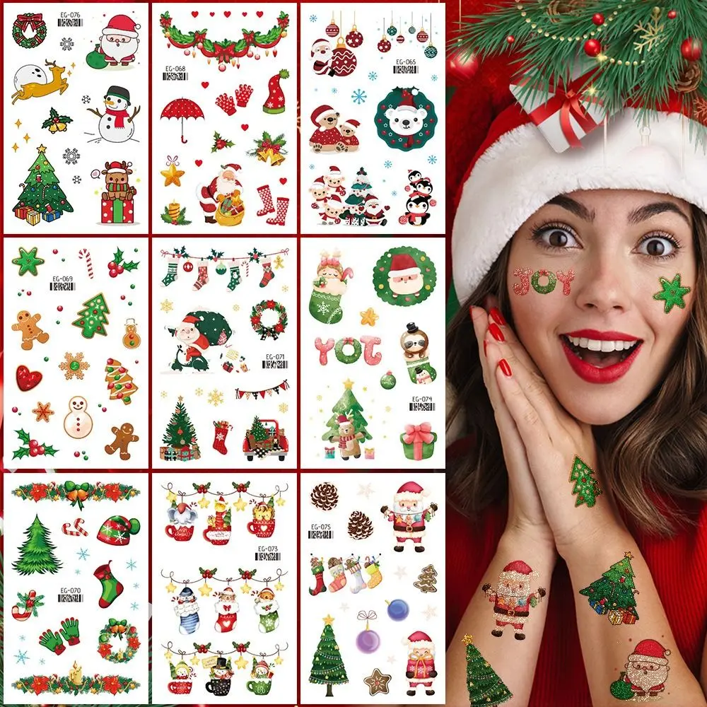 

Cartoon Christmas Temporary Tattoo Stickers Winter Santa Claus Snowflake Christmas Tree Waterproof Tattoo Children's Tattoos