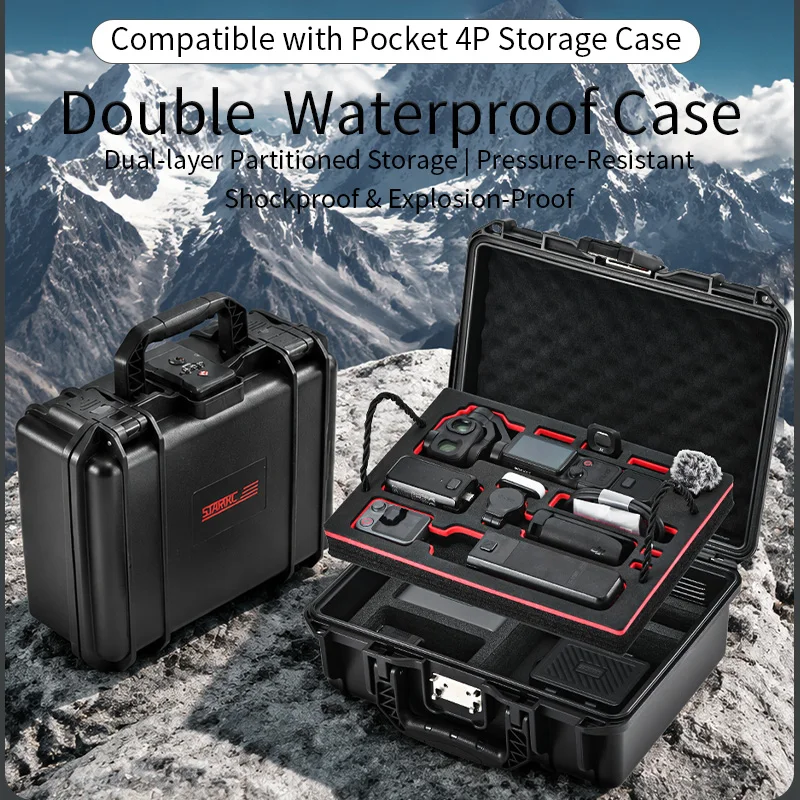 STARTRC 2-lagige Tragetasche für DJI OSMO Pocket 4P Combo Kamera-Zubehör, wasserdichte Aufbewahrungsbox, Tragetasche – Detail 1