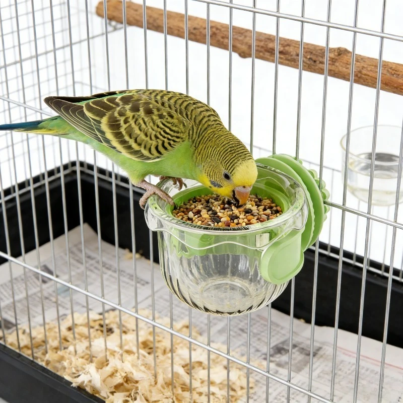 

Parrot Feeder for Birds, Cockatiel & Budgie Feeder , Portable Hanging Anti-Spill Food Bowl, Small Pet Hanging Feeder