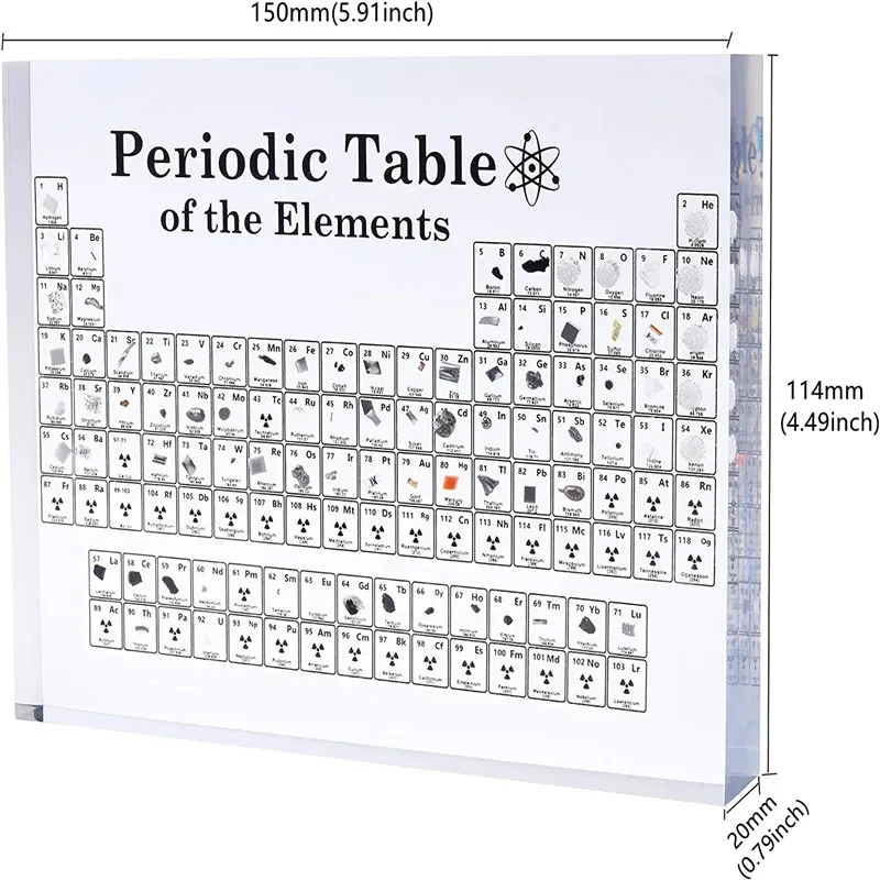 3D Acrylic Periodic Table Desk Display With Real Elements Birthday Party Chemical Gifts Kids School Teaching Tools Home Decor