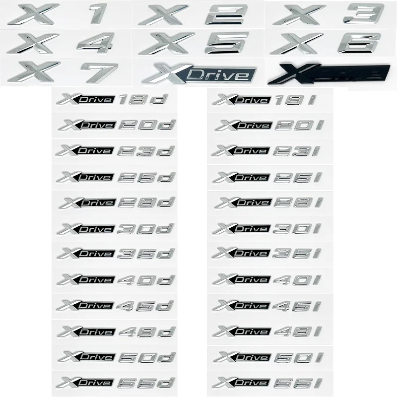 

3D Xdrive 20d 30d 35d 40d 50d 20i 25i 30i emblema de guardabarros de coche pegatina de insignia de maletero para BMW X1 X3 X4 X5