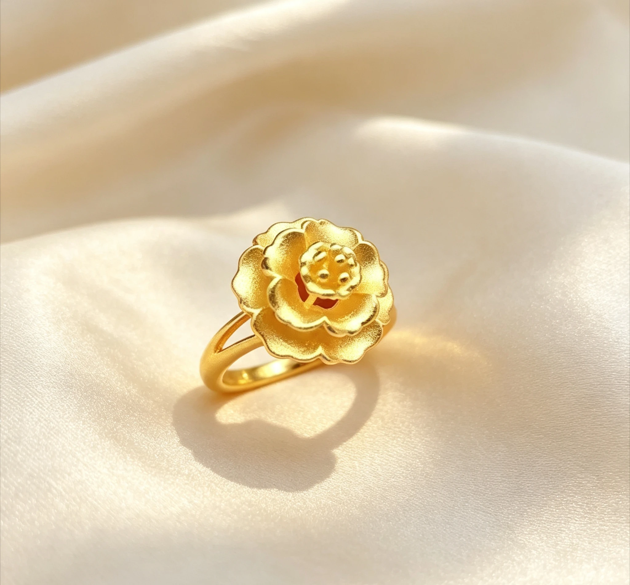 women's  jewelry  ring adjustable Au999 large pistil flower gift to give to friends  jewelr Giving gifts for friends
