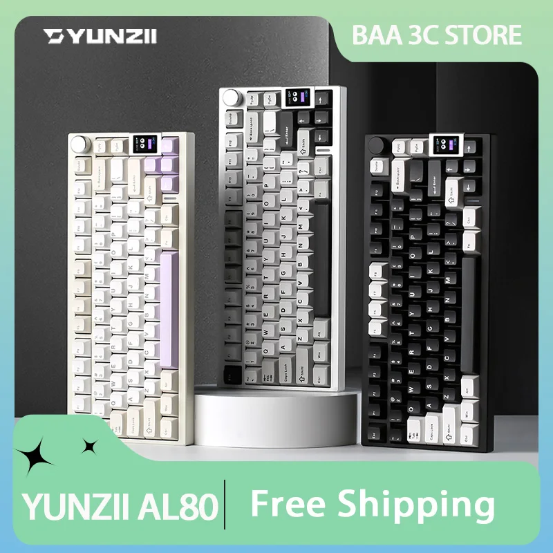 KEYNOUO YUNZII AL80 Mechanical Keyboard 3mode Customized Gasket RGB Hot Swap Gaming Keyboard Aluminium Computer Accessory