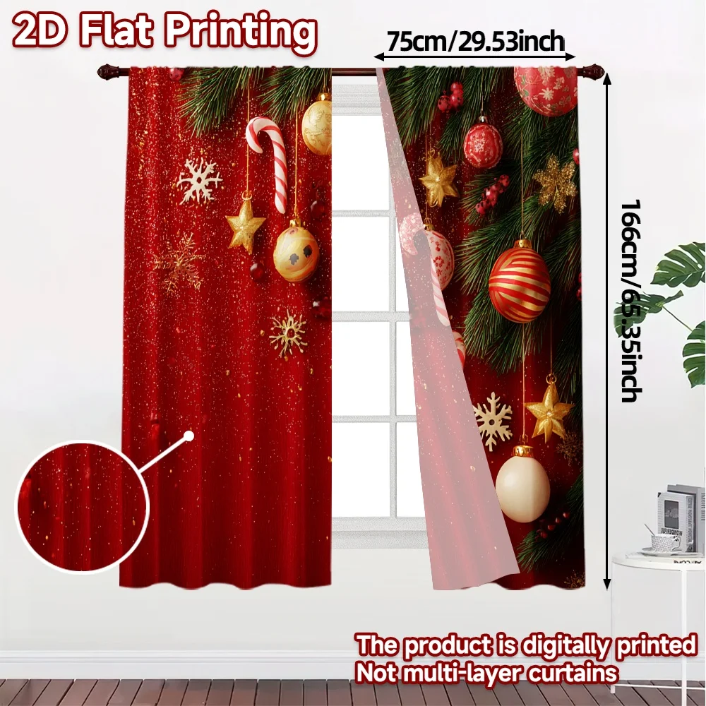 2D Flat Printing,JIT 2pcs, Curtains (Without Rod) Festive Ornaments(1) Print Chic Curtains Prints Light Filtering Curtains Room