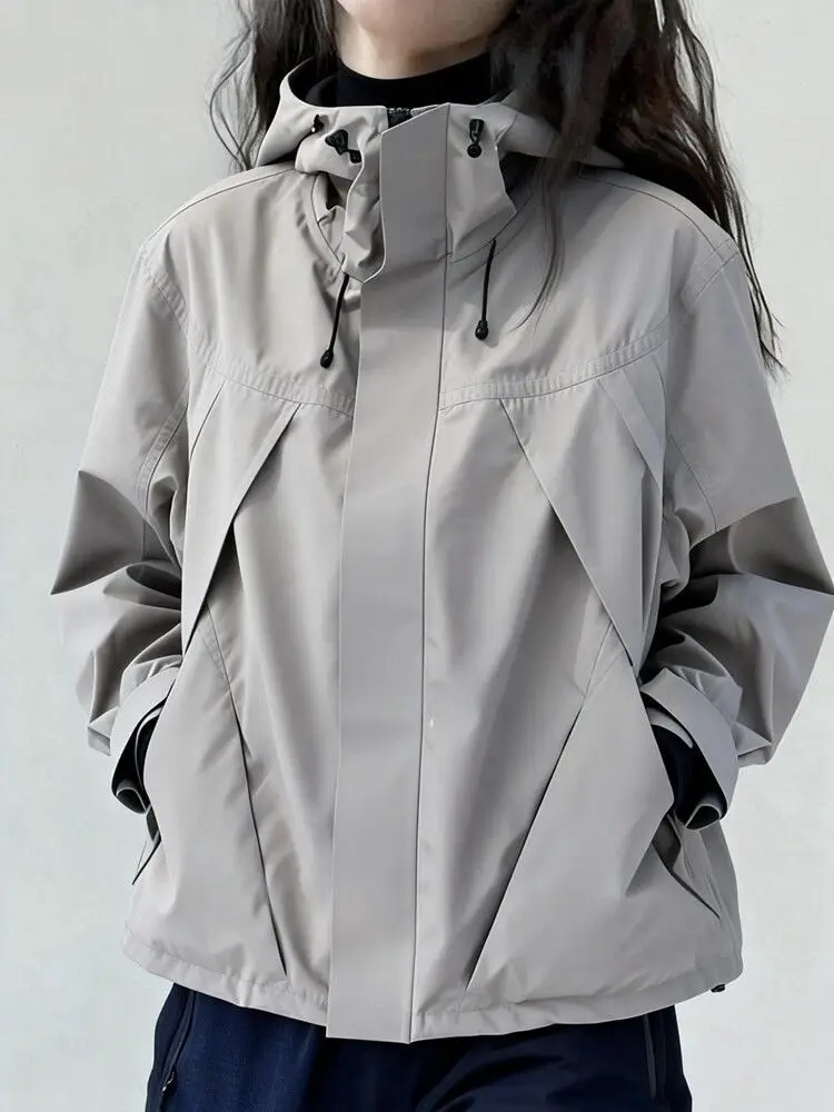 

Fashion Windbreaker Jacket Women 2026 Spring Autumn New Coat Loose Hooded Outwear Female Functional Wind Short Overwear Ladies