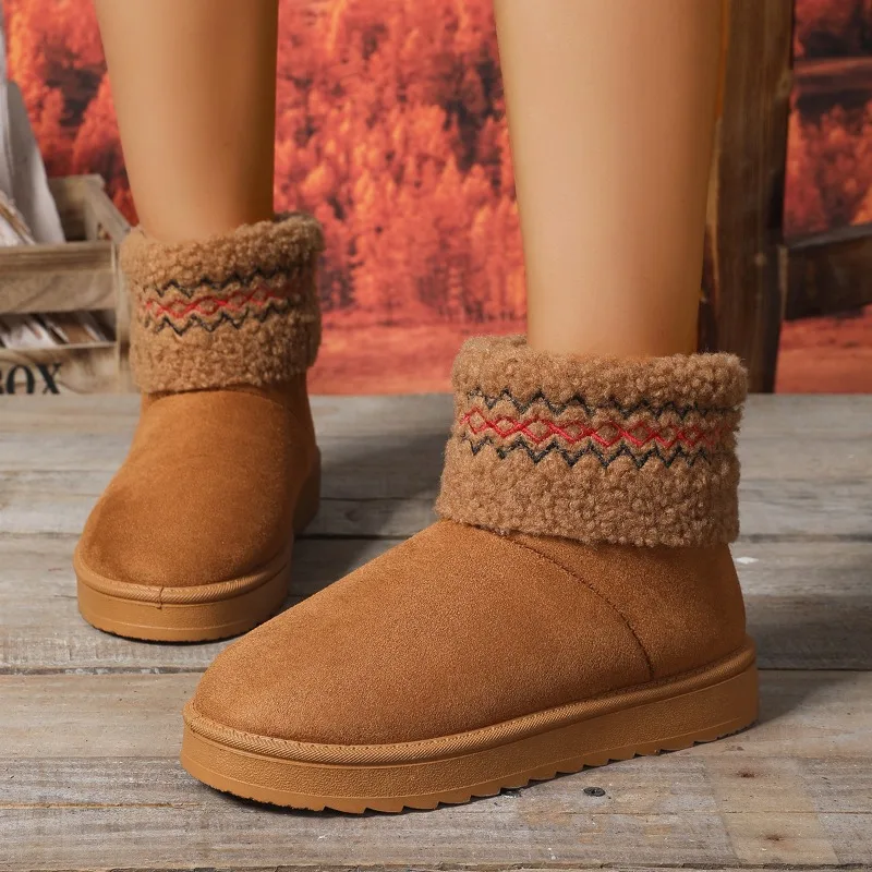 

2025 Winter New Style Fashionable Fleece Warm Snow Boots, Large-sized Casual Thickened Short-leg Cotton Shoes for Women，36-43