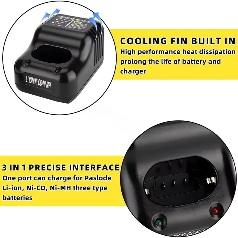 For Paslode Battery Charger All-round Heat Dissipation Intelligent Protection System Battery Chargers 2 in 1 Lithium-ion/NiCD
