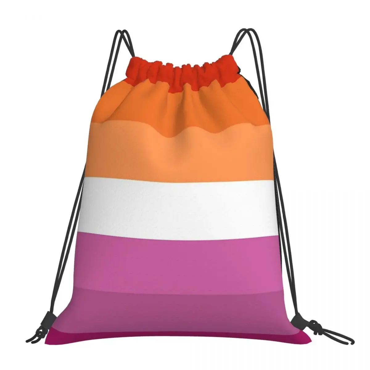 Magenta Lines Lesbian Pride Flag Butch Femme Pride Flag Backpack Portable Drawstring Bags Drawstring Bundle Pocket Sports Bag