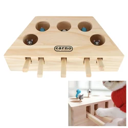 Interactive Puzzle Toys Cat Catching Mouse Pet Hit Hamster With 3/5-holed Mouse Holes Wooden Cat Hunt Toy Catch Bite