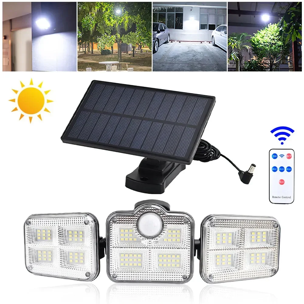 138/122 LEDs Outdoor Solar Light Solar Panel LED Wall Lamp Motion Sensor Street Lamp Balcony Garden Decoration Sunlight