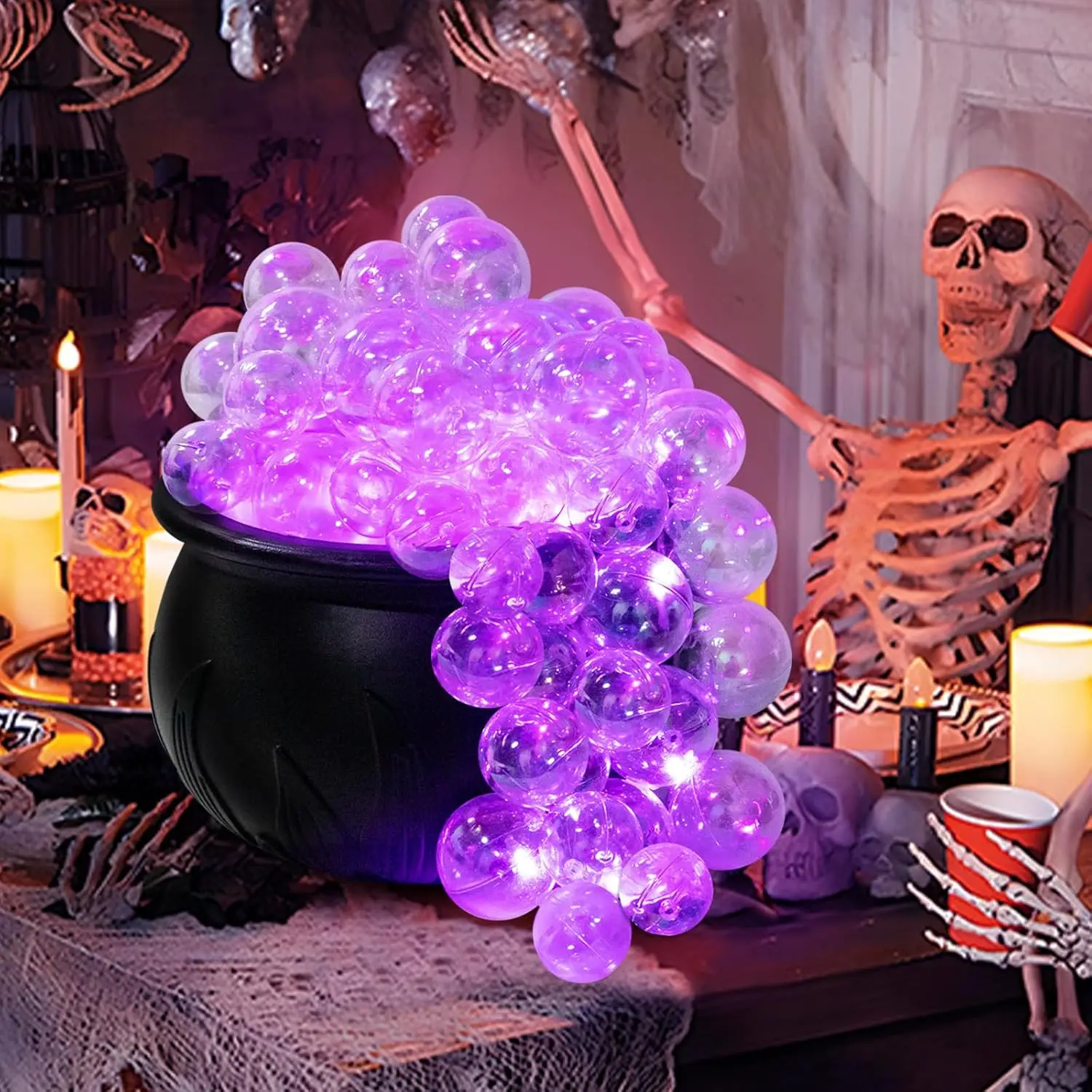 Halloween-Dekorationen für den Innenbereich – DIY-Sprudelkessel-Set – schwarze Kunststoffschale, Hocus Pocus, Partydekoration für Zuhause, Küche, Zimmer – Detail 3