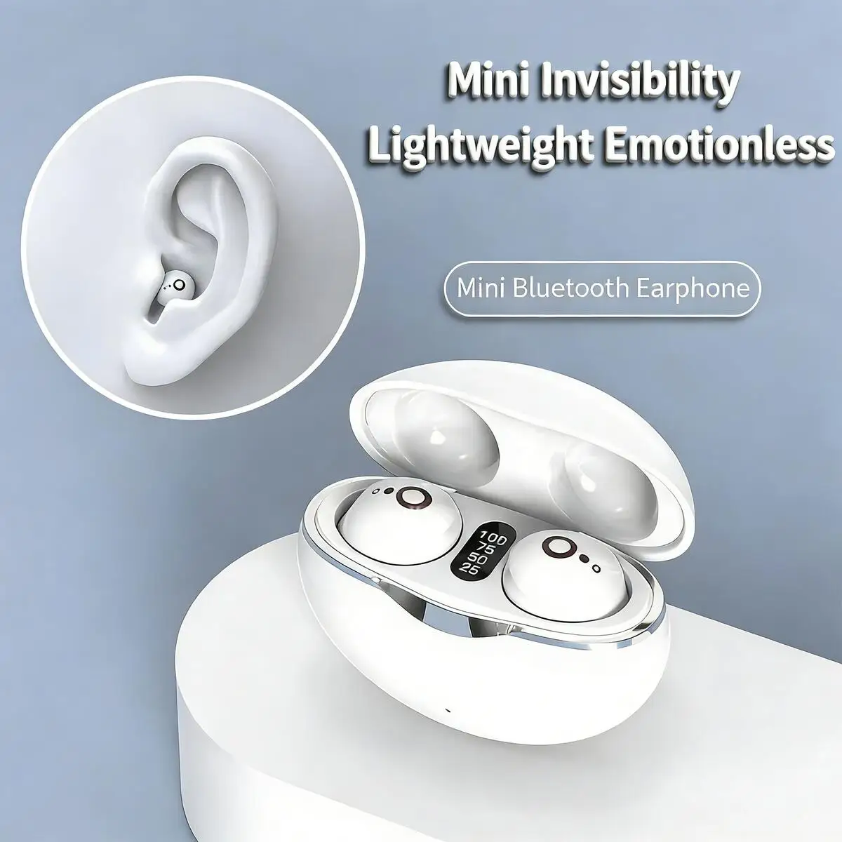 

Ultra Mini Invisible Earbuds Bluetooth Wireless HiFi Stereo Low Latency Noise Reduction Earphone for Sleep Sports Game Daily Use