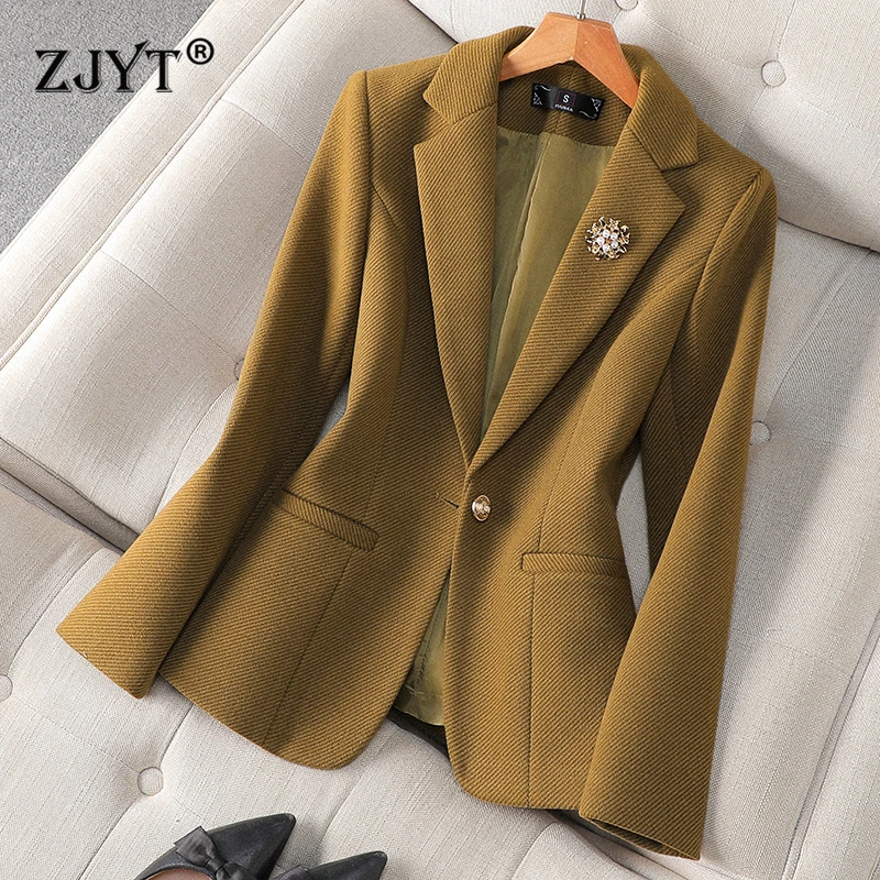 

ZJYT Korean Fashion Blazers for Women 2024 Autumn Winter Outerwears Jackets Coats Elegant Chic Casual Casaco Feminino Plus Size