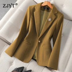 ZJYT Korean Fashion Blazers for Women 2024 Autumn Winter Outerwears Jackets Coats Elegant Chic Casual Casaco Feminino Plus Size