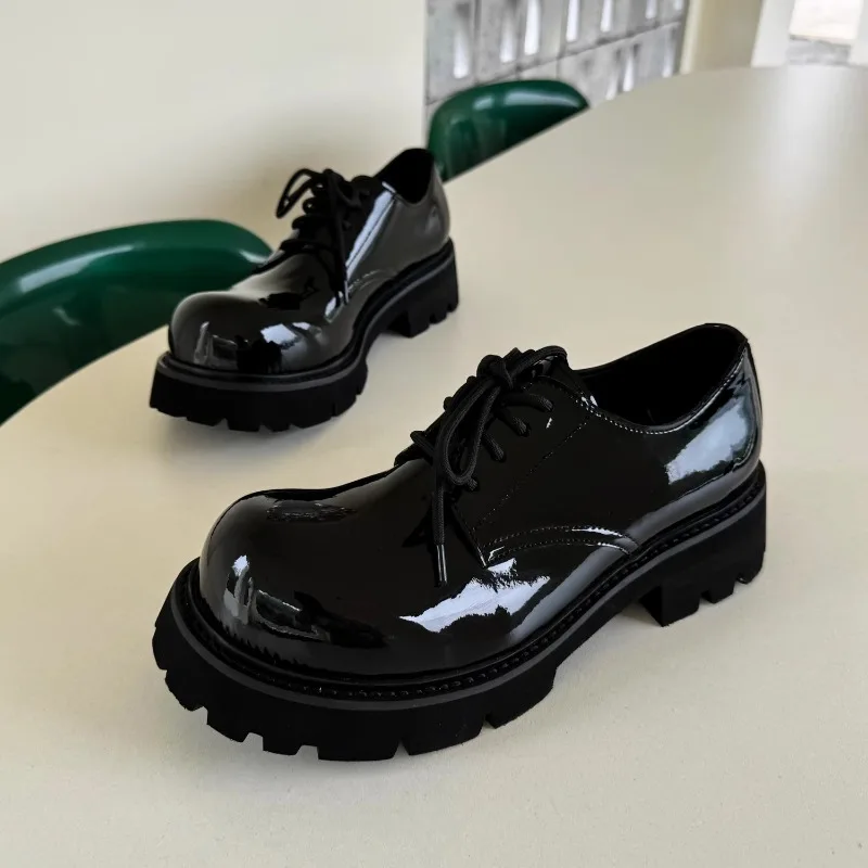 

Дизайнерские туфли дерби с круглым носком, мужские туфли из натуральной кожи на толстой подошве, уличные офисные свадебные туфли на платформе, повседневные модельные кожаные туфли, мужские туфли