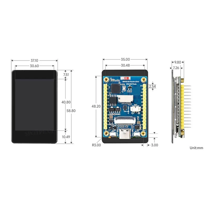 Waveshare ESP32 S3 LCD Camera Development Board With 2-Inch Display OV2640-2MP Camera QMI8658 Sensor For Arduino A