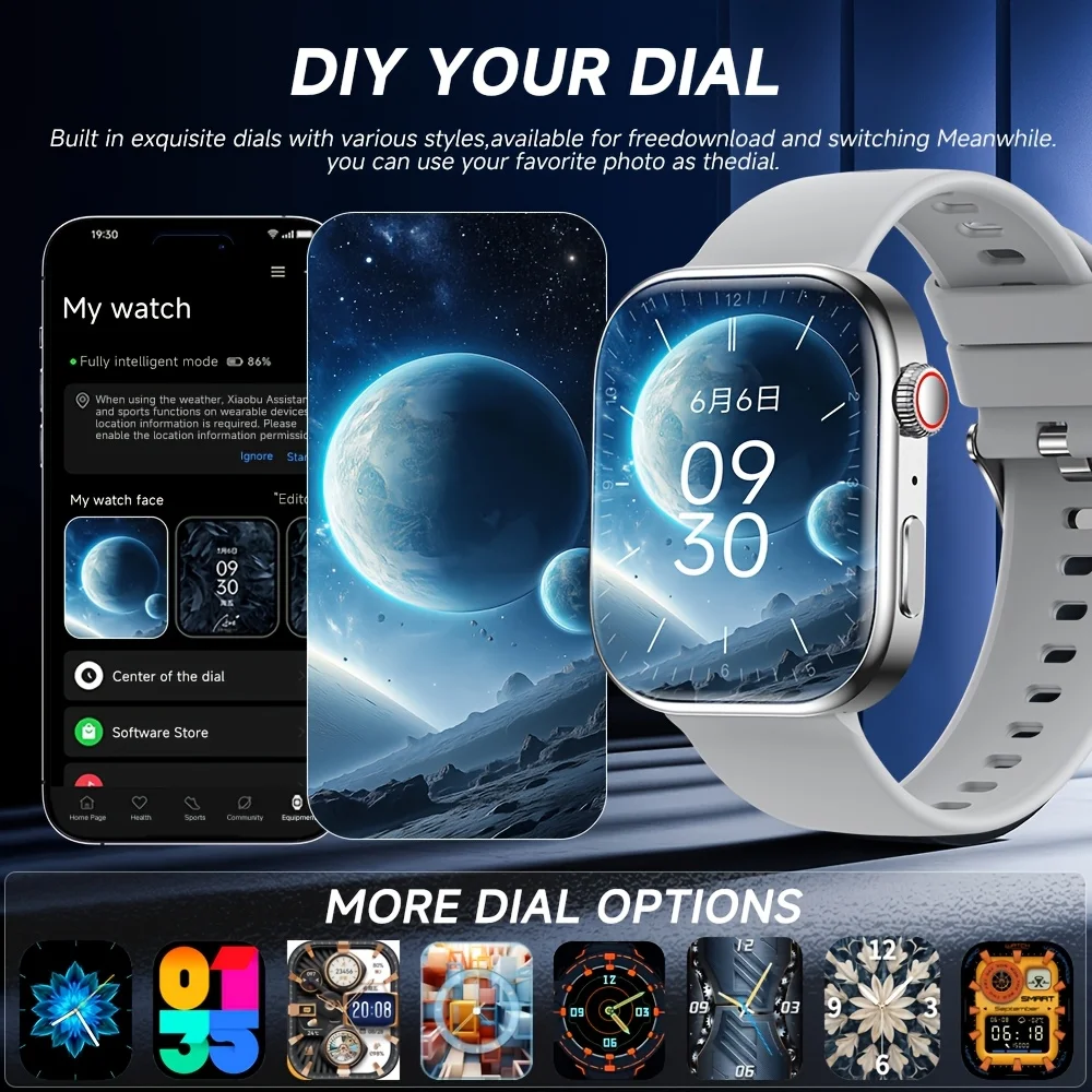 New Lightweight Casual Running Smart Watch, SMS Alerts, Wireless Calling, Changeable Watch Faces, Fitness Monitor, Music Playback, Weather Forecast,Perfect for Outdoor Sports & Office Wear