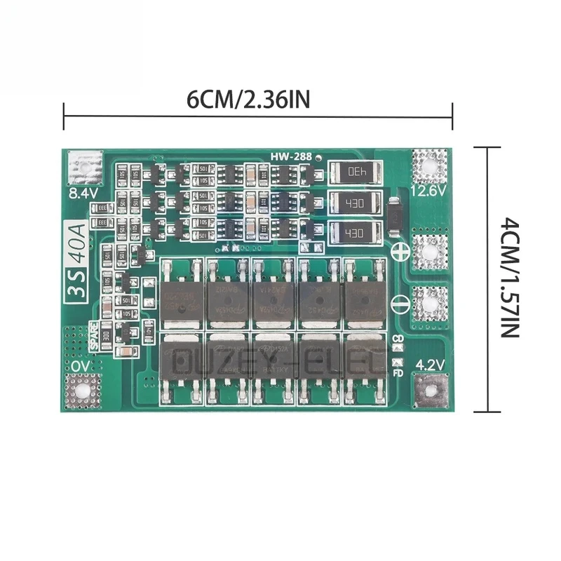 BMS 3S 12 فولت 40A بطارية ليثيوم لوح حماية PCB شاحن لوح حماية وحدة المجلس مع شحن التوازن الانتعاش التلقائي