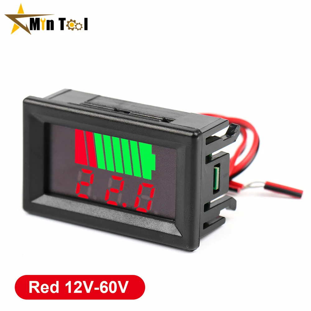 Car Battery Voltmeter Charge Level Indicator 12V 24V 36V 48V 60V Lithium Battery Capacity Meter Test Display LED Tester