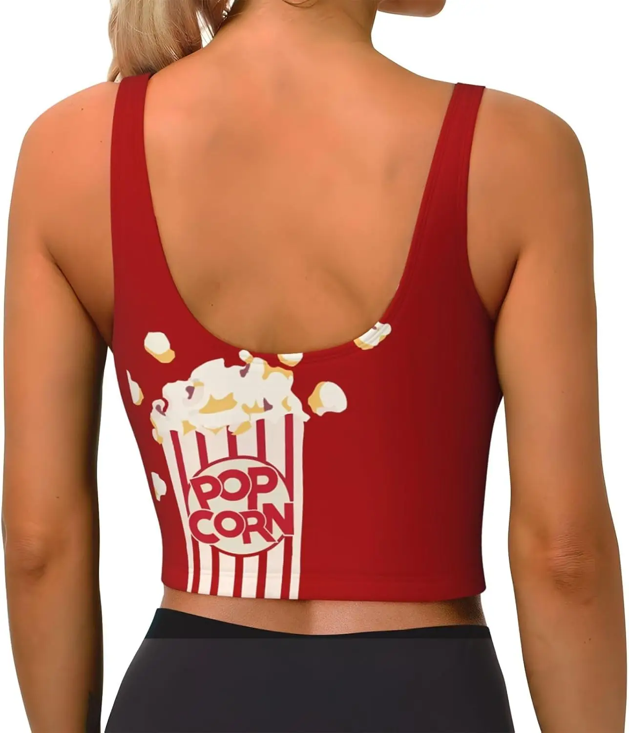 Popcorn Women Sports Bras Yoga Crop Tank Tops U Shade Back Workout Running Top Removable Pads Slimming Outfits