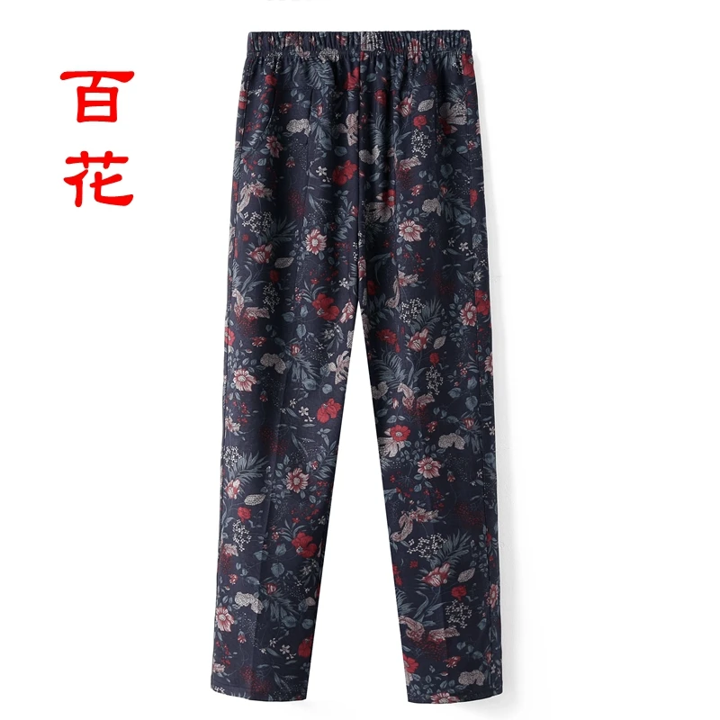 8XL 9XL Frauen Mittleren Alters Hosen Neue Druck Elasti Hohe Taille Casual Hosen Frühling und Herbst Gerade Hosen Oversize Oma pa – Detail 24