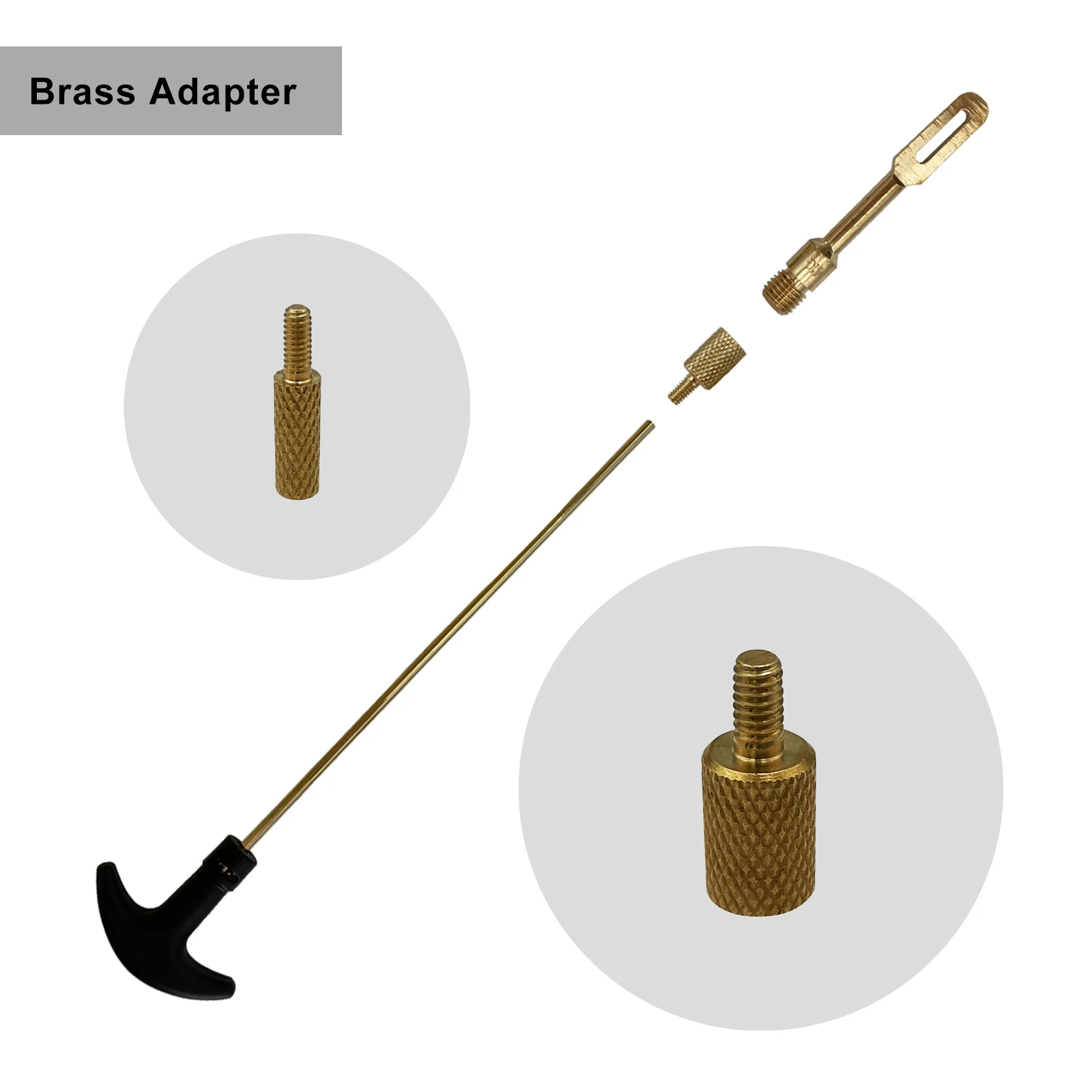 Adaptadores de varilla de limpieza de pistola, adaptador de latón macizo, rosca macho 5-40 hembra 8-32, 5/16-27