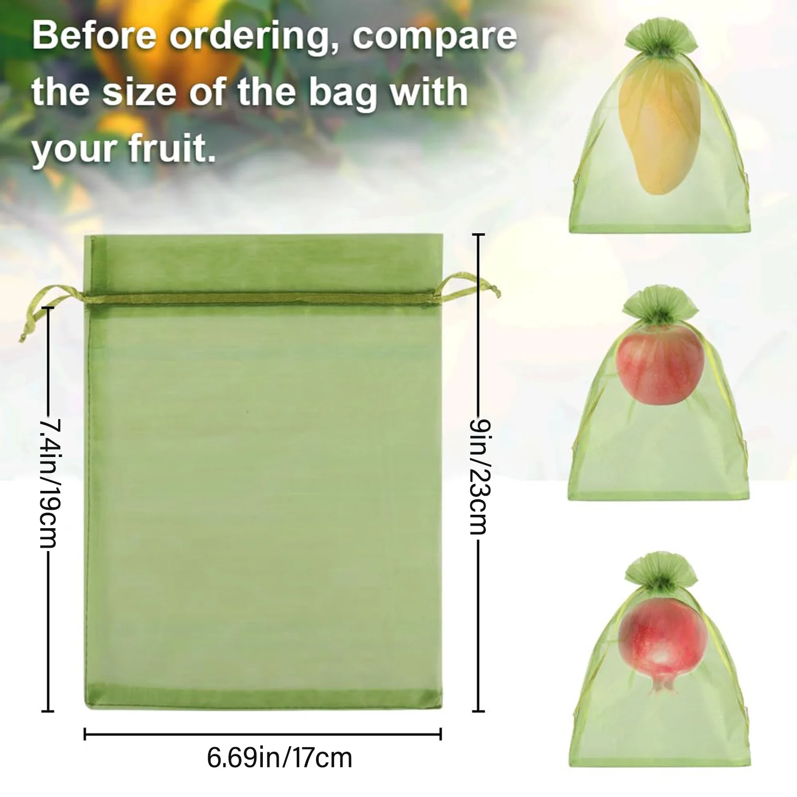 100Pcs Fruit Protection Bag Pest Contro Plants Anti-Bird Mesh Bags Grow Gardening Strawberry Grape Drawstring Bags Mesh Pouch