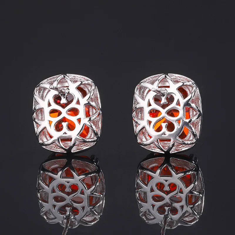 

New High-end Jewelry Color Treasure Yellow Diamond Jewelry Set Earrings Main Stone 9*9 Pendant Necklace 12*12 Jewelry