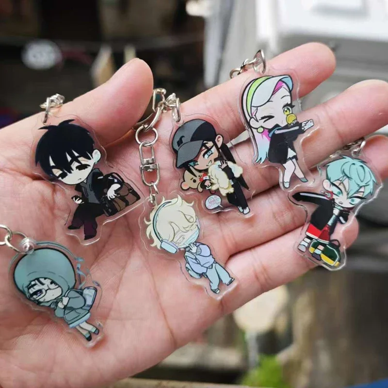 6Pcs/Set Q Version Alien Stage Keychain Bag Pendant Mizi Sua Till Ivan Hyuna Luka Acrylic Stand Figure Desk Display Ornament