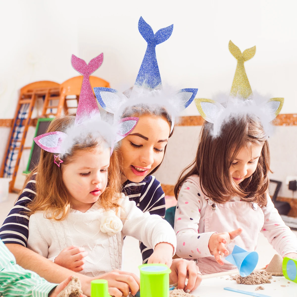 

Glowing Fish Scales Tail Head Hoop LED Colorful Headwear Kids Stage Prop Creative Headband Flashing Shine Comfortable Durability